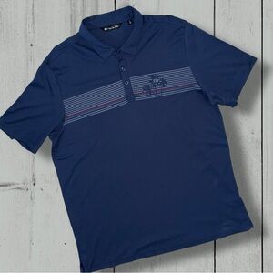 TravisMathew Private Pool Polo Shirt XL Sargasso Sea Palm Stripe Blue